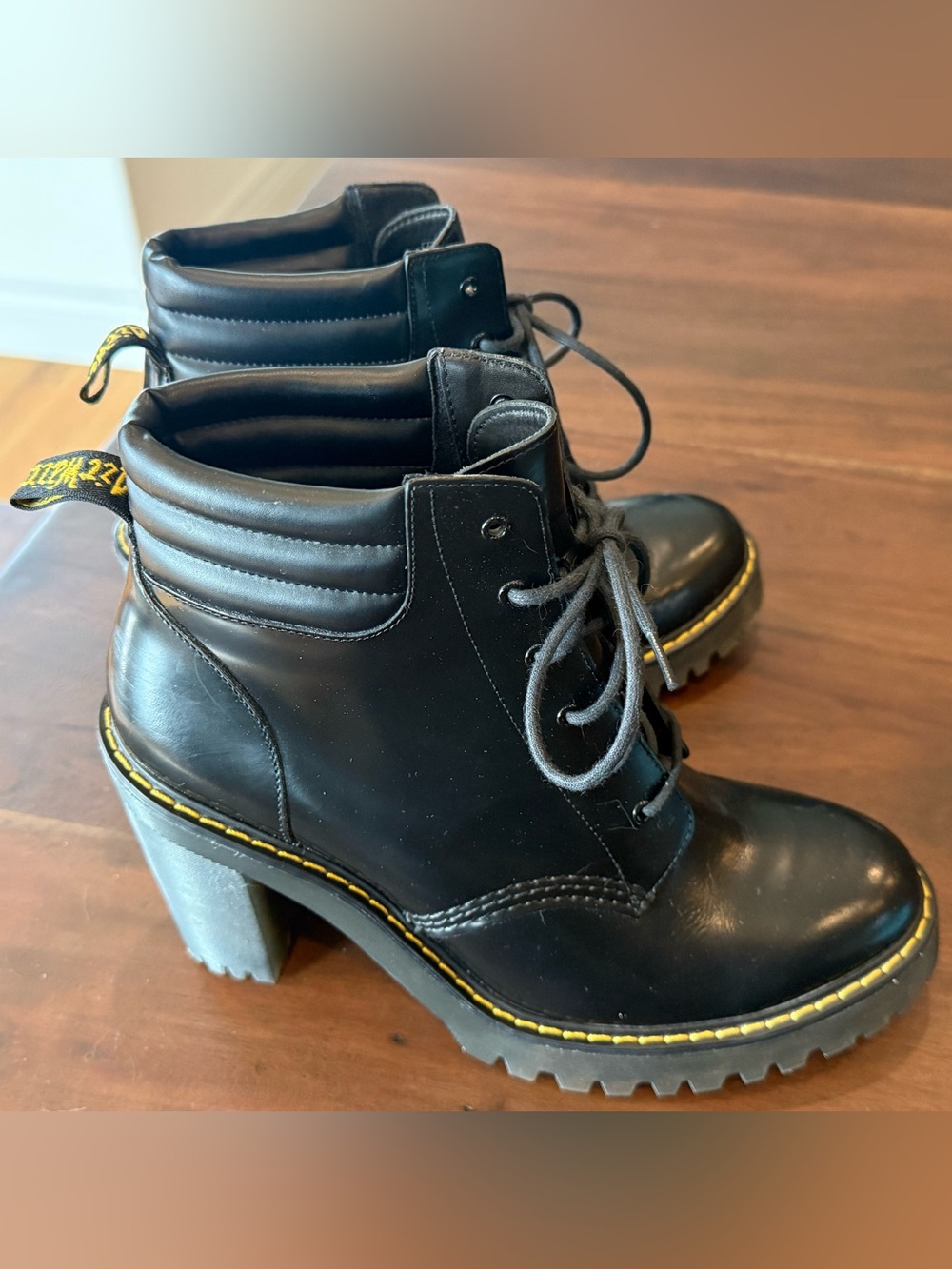 Dr. Martens Persephone Black Heeled Combat Boots Size 11